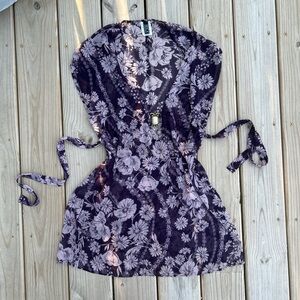 Purple floral mini dress
